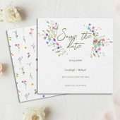 Chic boho eenvoudige wilde bloemen bruiloft save the date