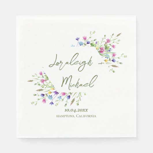 Chic boho eenvoudige wilde bloemen bruiloft servet (Voorkant)