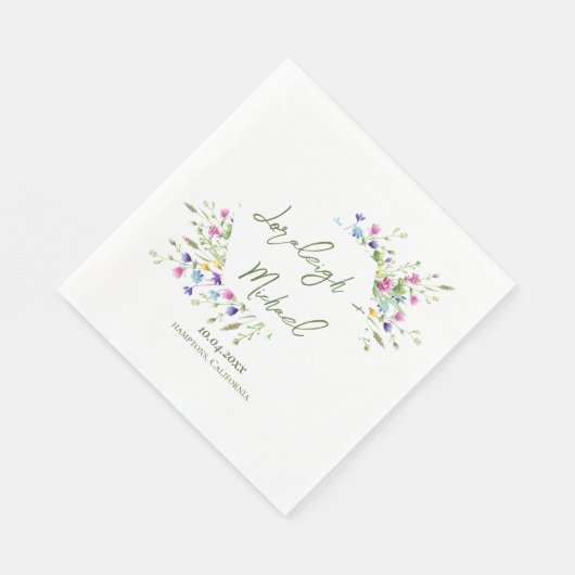 Chic boho eenvoudige wilde bloemen bruiloft servet (Hoek)