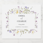 Chic boho eenvoudige wilde bloemen bruiloft sparkling wijnetiket (Enkel label)