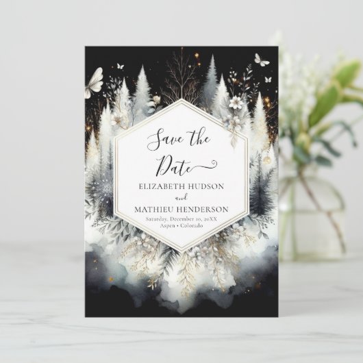 Chic Boho Enchanted Forest bruiloft Save The Date (Staand voorkant)