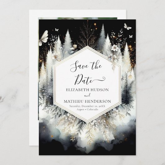 Chic Boho Enchanted Forest bruiloft Save The Date (Voorkant / Achterkant)