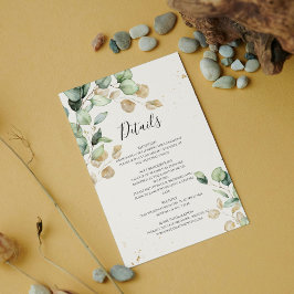 Chic & Boho Eucalyptus met Gouden Details Bruiloft Informatiekaartje