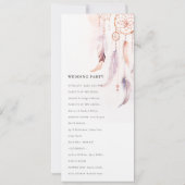 Chic Boho Feather Dreamcatcher Trouwprogramma Kaart (Achterkant)