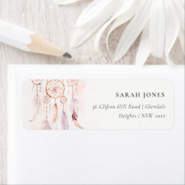 Chic Boho Feather Dreamcatcher Waterverf Adres Etiket