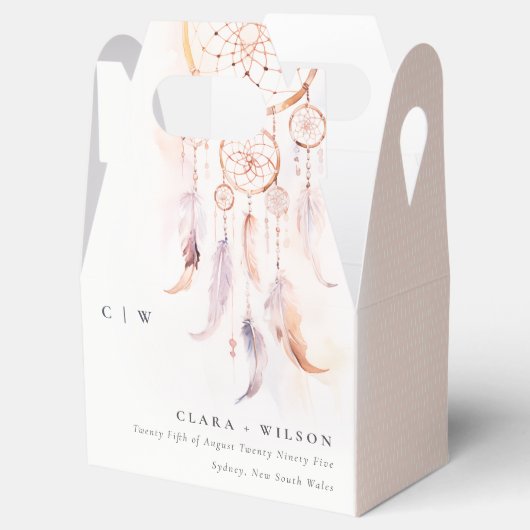 Chic Boho Feather Dreamcatcher Waterverf bruiloft Bedankdoosjes (Geopend)