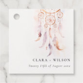 Chic Boho Feather Dreamcatcher Waterverf bruiloft Bedankjes Labels (Voorkant)