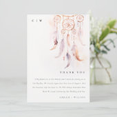 Chic Boho Feather Dreamcatcher Waterverf bruiloft Bedankkaart (Staand voorkant)