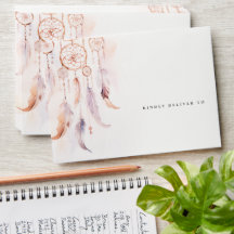 Chic Boho Feather Dreamcatcher Waterverf bruiloft