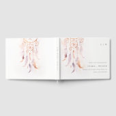 Chic Boho Feather Dreamcatcher Waterverf bruiloft Gastenboek (Volledig)