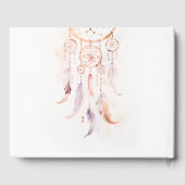 Chic Boho Feather Dreamcatcher Waterverf bruiloft Gastenboek (Achterkant)