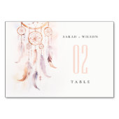 Chic Boho Feather Dreamcatcher Waterverf bruiloft Kaart (Achterkant)