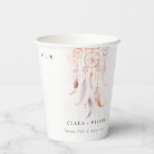 Chic Boho Feather Dreamcatcher Waterverf bruiloft Papieren Bekers (Achterkant)