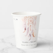 Chic Boho Feather Dreamcatcher Waterverf bruiloft Papieren Bekers (Voorkant)