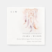 Chic Boho Feather Dreamcatcher Waterverf bruiloft Servet (Voorkant)