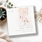 Chic Boho Feather Dreamcatcher Waterverf bruiloft Servet