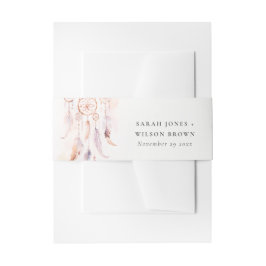 Chic Boho Feather Dreamcatcher Waterverf bruiloft Uitnodigingen Wikkel