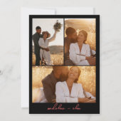 Chic boho felle wilde bloemen 3 foto's bruiloft kaart (Achterkant)