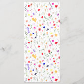 Chic boho felle wilde bloemen tuinbruiloft menu (Achterkant)