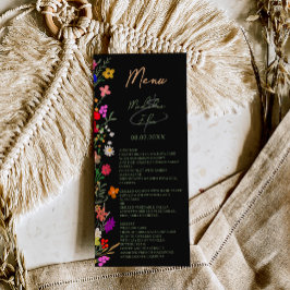Chic boho felle wilde bloemen tuinbruiloft menu