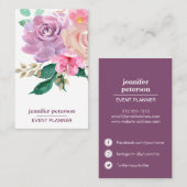 Chic Boho Floral Bloom Social Media Icons Visitekaartje (Voorkant / Achterkant)