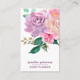 Chic Boho Floral Bloom Social Media Icons Visitekaartje