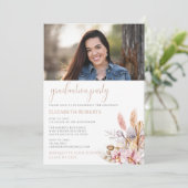 Chic Boho Floral Pampas Grass Afstuderen Kaart (Staand voorkant)