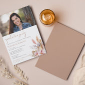 Chic Boho Floral Pampas Grass Afstuderen Kaart