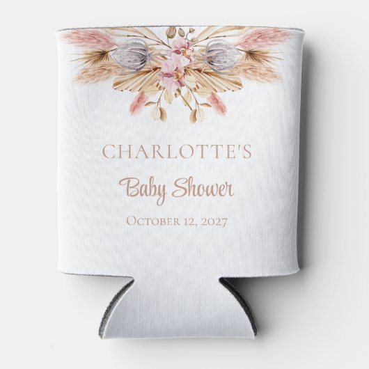 Chic Boho Floral Pampas Grass Baby shower Blikjeskoeler (Voorkant)