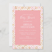 Chic Boho Floral Roos Pink Baby shower Uitnodiging (Voorkant)