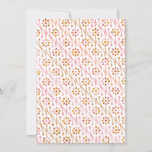 Chic Boho Floral Roos Pink Baby shower Uitnodiging (Achterkant)