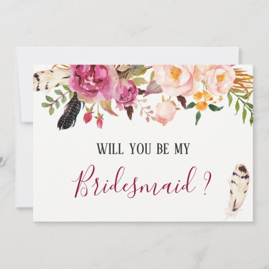 Chic Boho Floral zal je mijn Bridesmaid zijn Kaart (Voorkant)