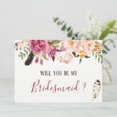 Chic Boho Floral zal je mijn Bridesmaid zijn Kaart (Staand voorkant)