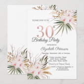Chic Boho Flowers 30th Birthday Kaart (Voorkant / Achterkant)