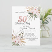 Chic Boho Flowers 50th Birthday Kaart (Staand voorkant)