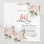 Chic Boho Flowers 50th Birthday Kaart (Voorkant / Achterkant)