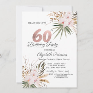 Chic Boho Flowers 60th Birthday Kaart