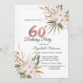 Chic Boho Flowers 60th Birthday Kaart (Voorkant / Achterkant)
