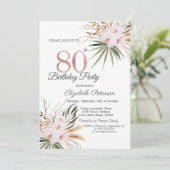 Chic Boho Flowers 80th Birthday Kaart (Staand voorkant)