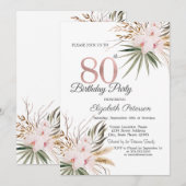 Chic Boho Flowers 80th Birthday Kaart (Voorkant / Achterkant)