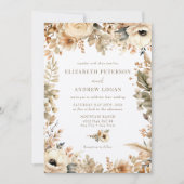 Chic Boho Flowers | Herfst Bloemen Bruiloft Kaart (Voorkant)