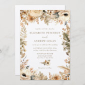 Chic Boho Flowers | Herfst Bloemen Bruiloft Kaart (Voorkant / Achterkant)