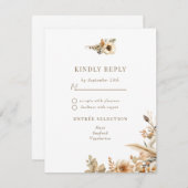 Chic Boho Flowers | Herfst Bloemen Bruiloft RSVP Kaartje (Voorkant / Achterkant)