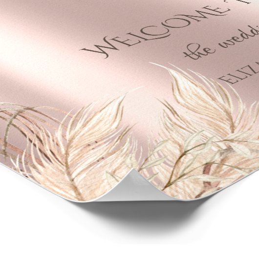 Chic Boho Flowers Roos Gold Poster (Hoek)