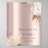 Chic Boho Flowers Roos Gold Poster (Voorkant)