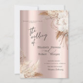 Chic Boho Flowers Roos Gold Wedding Invitation Kaart (Voorkant)
