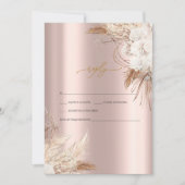 Chic Boho Flowers Roos Gold Wedding RSVP Kaart (Voorkant)