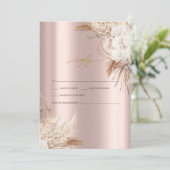 Chic Boho Flowers Roos Gold Wedding RSVP Kaart (Staand voorkant)