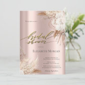 Chic Boho Flowers Roos Goud Vrijgezellenfeest Kaart (Staand voorkant)