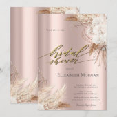 Chic Boho Flowers Roos Goud Vrijgezellenfeest Kaart (Voorkant / Achterkant)